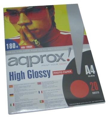 Approx App180a4 Papel Glossy A4 20 Hojas 180g